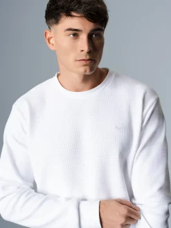 Sweatshirt in Waffeloptik Weiss