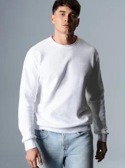 Sweatshirt in Waffeloptik Weiss