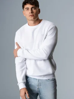 Sweatshirt in Waffeloptik Weiss