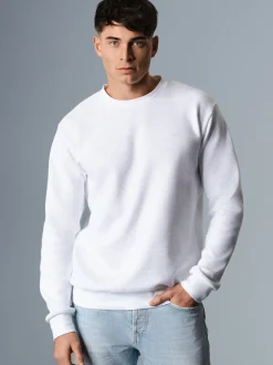 Sweatshirt in Waffeloptik Weiss