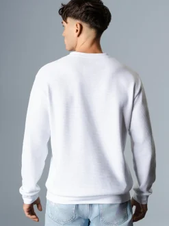 Sweatshirt in Waffeloptik Weiss