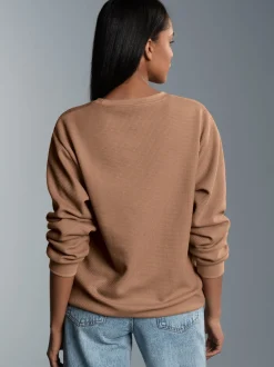 Sweatshirt in Waffeloptik Haselnuss