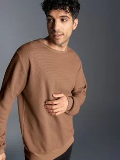 Sweatshirt in Waffeloptik Haselnuss
