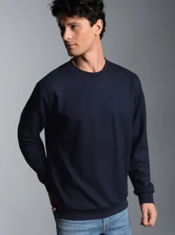 Sweatshirt in Waffeloptik Navy