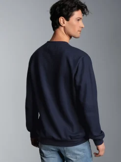 Sweatshirt in Waffeloptik Navy