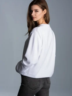 Sweatshirt in Waffeloptik Weiss