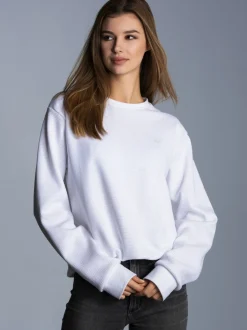 Sweatshirt in Waffeloptik Weiss