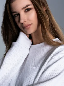 Sweatshirt in Waffeloptik Weiss