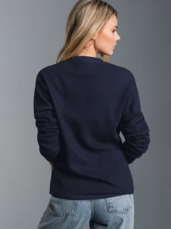 Sweatshirt in Waffeloptik Navy