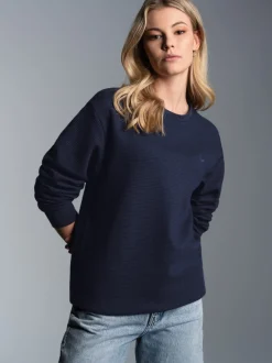 Sweatshirt in Waffeloptik Navy