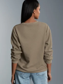 Sweatshirt in Waffeloptik Taupe