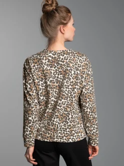 Sweatshirt mit Allover-Leo-Print Haselnuss