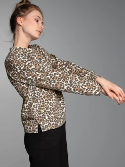 Sweatshirt mit Allover-Leo-Print Haselnuss