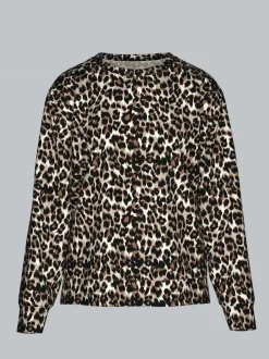 Sweatshirt mit Allover-Leo-Print Haselnuss