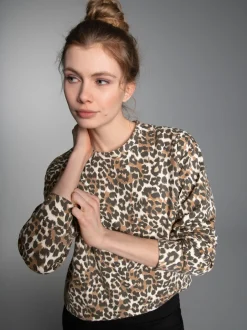 Sweatshirt mit Allover-Leo-Print Haselnuss