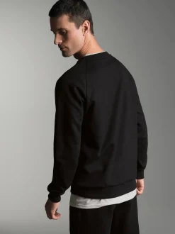 Sweatshirt mit angerauter Innenseite Schwarz