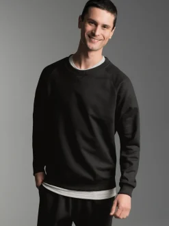 Sweatshirt mit angerauter Innenseite Schwarz
