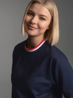 Sweatshirt mit 3D-Logo-Prägung Navy