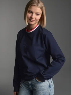 Sweatshirt mit 3D-Logo-Prägung Navy