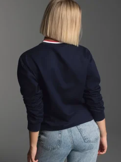 Sweatshirt mit 3D-Logo-Prägung Navy