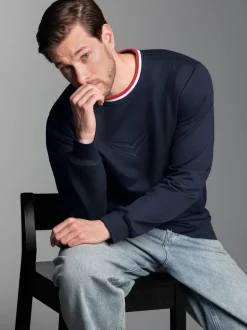 Sweatshirt mit 3D-Logo-Prägung Navy