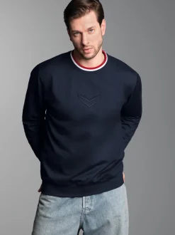 Sweatshirt mit 3D-Logo-Prägung Navy