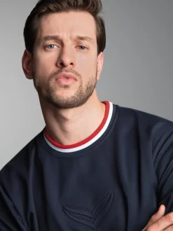 Sweatshirt mit 3D-Logo-Prägung Navy