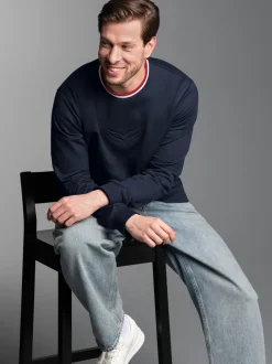 Sweatshirt mit 3D-Logo-Prägung Navy