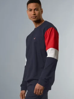 Sweatshirt mit kontrastfarbigen Elementen Navy