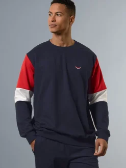 Sweatshirt mit kontrastfarbigen Elementen Navy