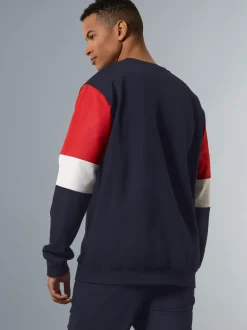 Sweatshirt mit kontrastfarbigen Elementen Navy