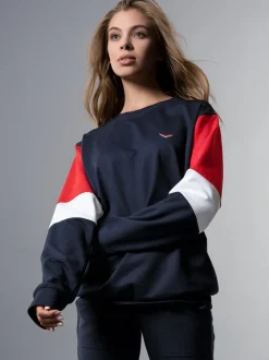 Sweatshirt mit kontrastfarbigen Elementen Navy