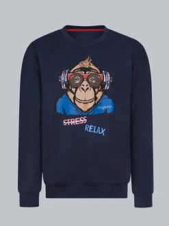 Sweatshirt mit lässigem Affen-Druckmotiv Navy