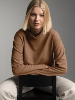 Sweatshirt mit Stehkragen Haselnuss