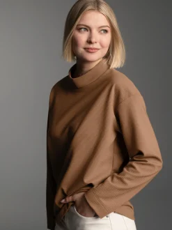 Sweatshirt mit Stehkragen Haselnuss