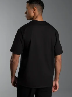 T Shirt aus Biobaumwolle mit Brusttasche Schwarz