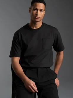T Shirt aus Biobaumwolle mit Brusttasche Schwarz