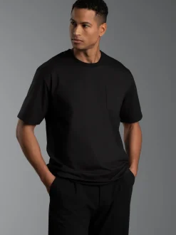 T Shirt aus Biobaumwolle mit Brusttasche Schwarz