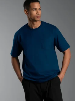 T Shirt aus Biobaumwolle mit Brusttasche Night-blue