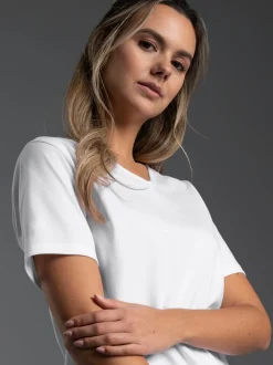 T Shirt aus Biobaumwolle mit V-Ausschnitt Weiss