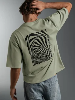 T Shirt mit abstraktem Print Salbei