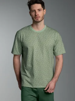 T Shirt mit Allover Tetris Muster Green tea