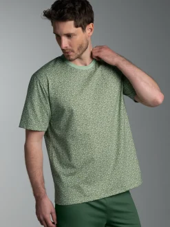 T Shirt mit Allover Tetris Muster Green tea
