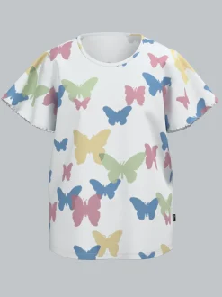 T Shirt mit Allover-Druck "Schmetterlinge" Weiss