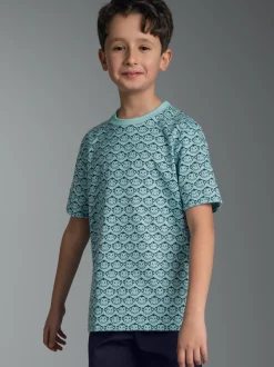 T Shirt mit Allover-Muster "Äffchen" Gletscher