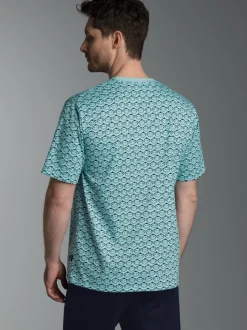 T Shirt mit Allover-Muster "Äffchen" Gletscher