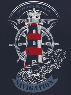 T Shirt mit Leuchtturm Motiv Navy