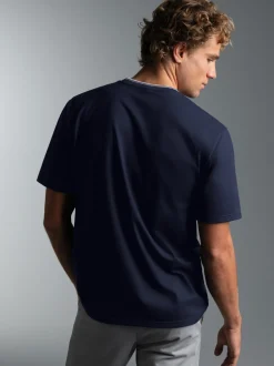 T Shirt mit Leuchtturm Motiv Navy