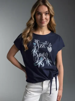 T Shirt mit Maritimem Motiv Navy