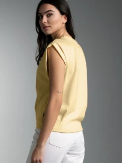 T Shirt mit modischen Falten Vanille